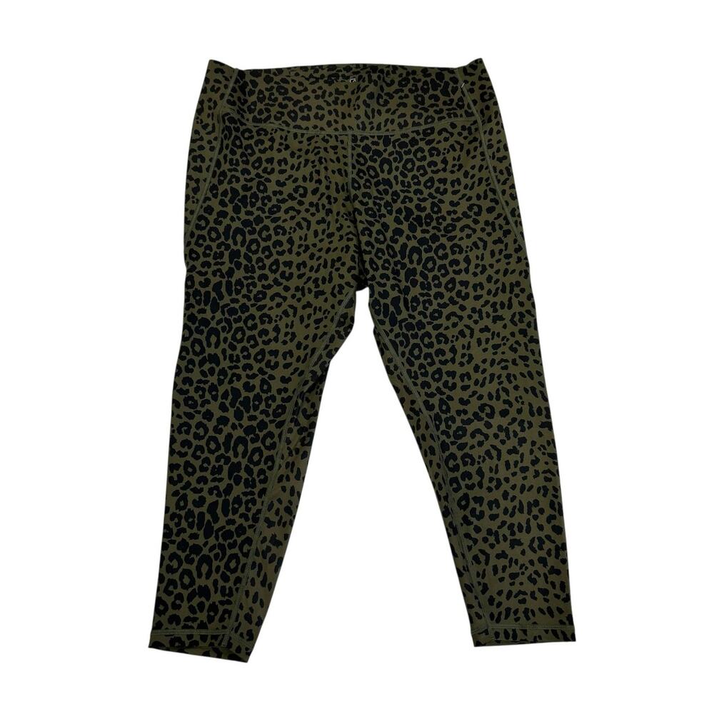 Gap Fit Recycled Power High Rise Green Black Cheetah Print Leggings Womens XXL